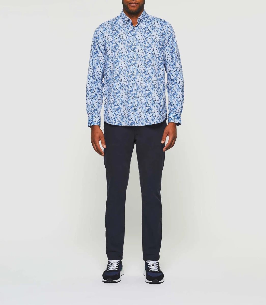 Chemise casual à imprimé bleu 