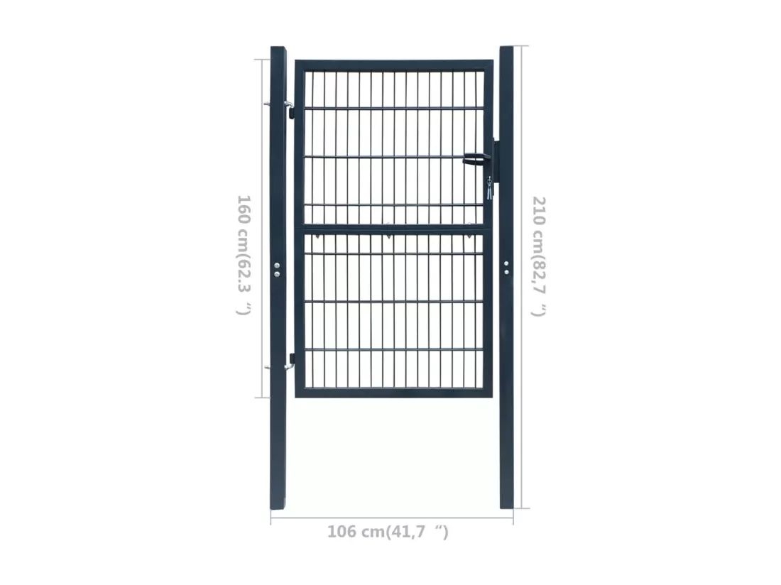 Portillon 2D (simple) Gris anthracite 106x210 cm