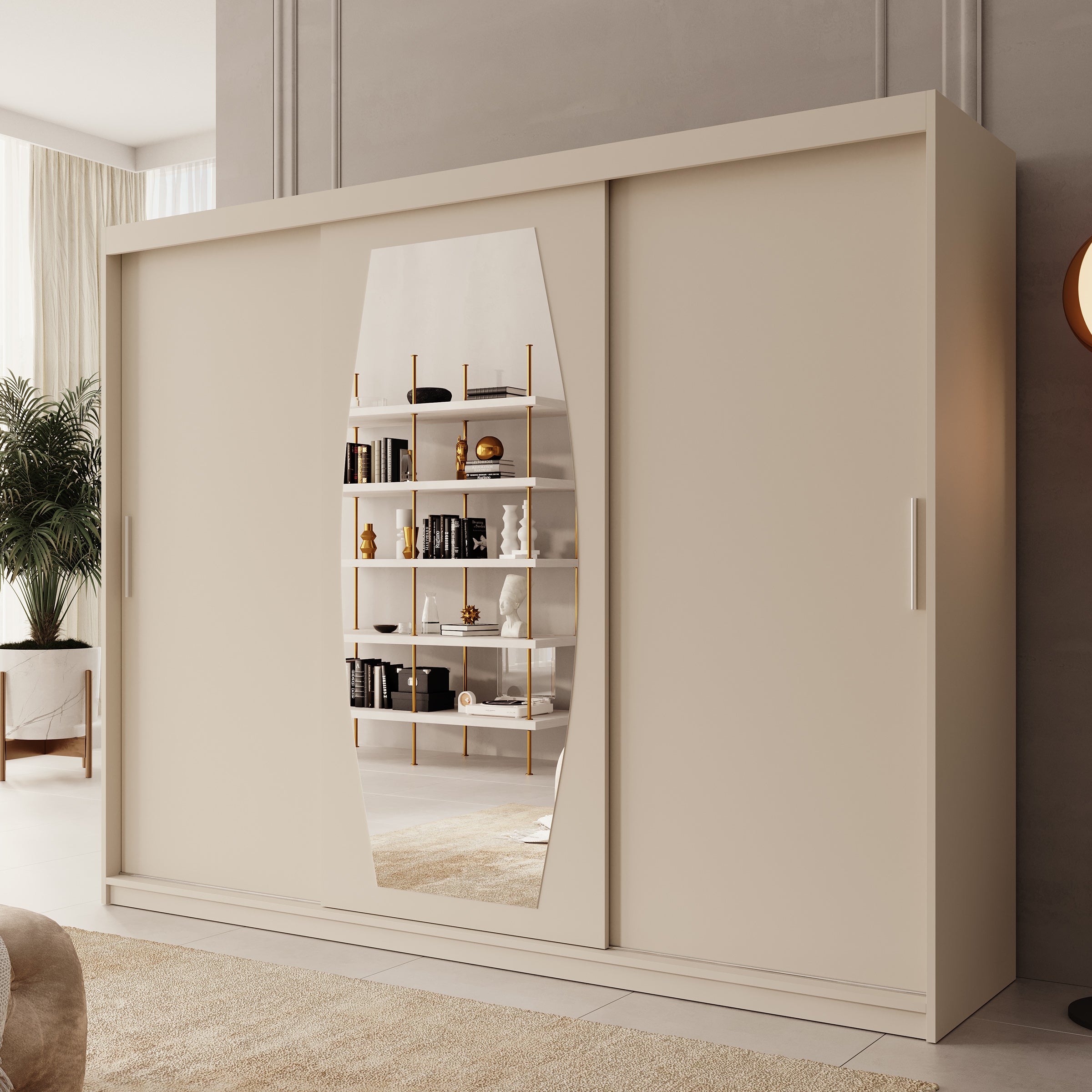 Azai - Kledingkast met schuifdeuren - Beige - 250x62x200 cm