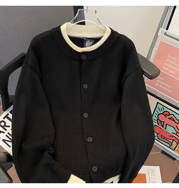 Whyessa - Effen vest met ronde hals en contrasterende bies