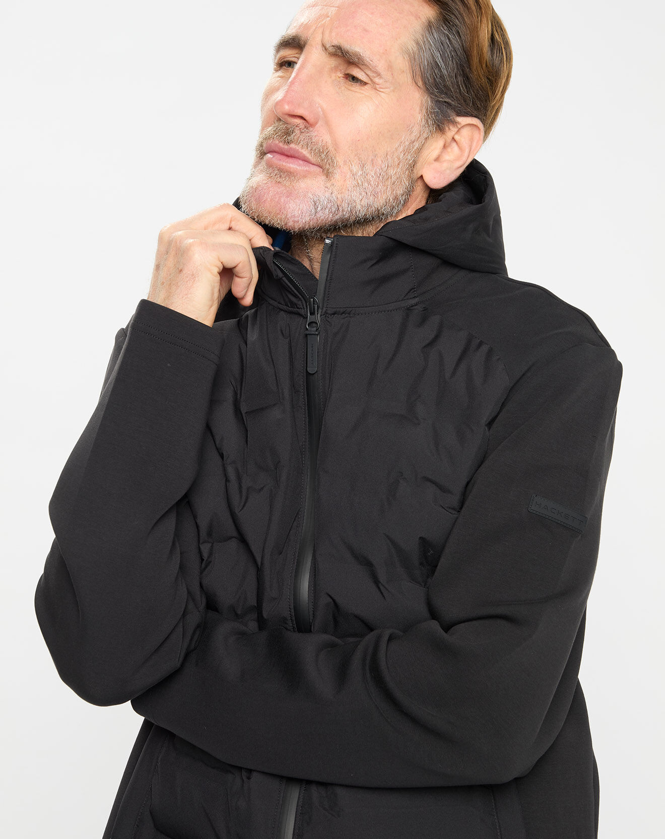 Hackett London Blouson Bimatière à capuche jersey noir