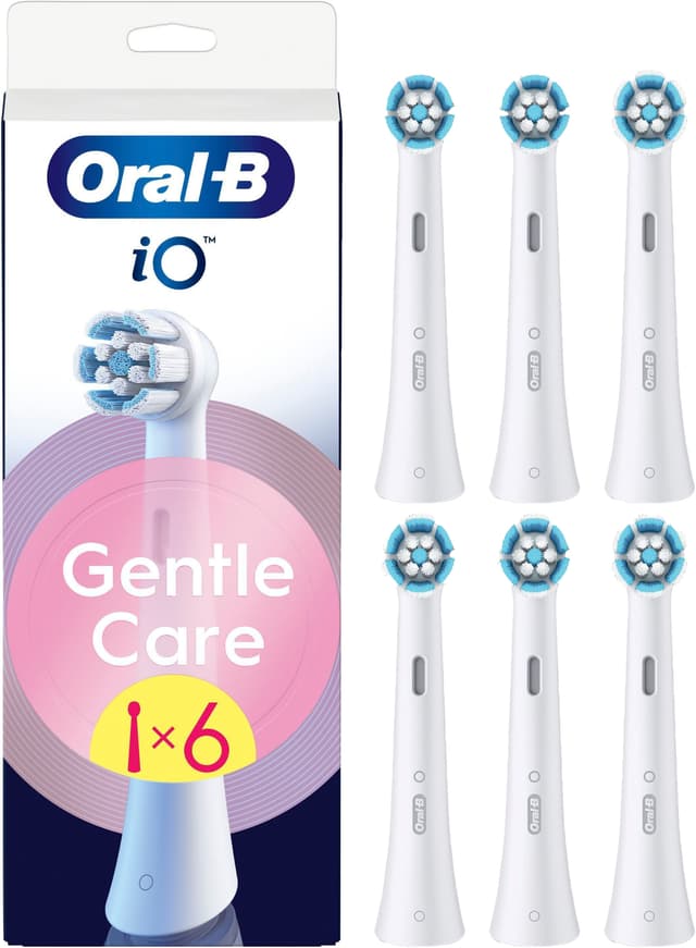 Oral-B iO Gentle Care tandbørstehoved 6-stk 195485 (hvid)