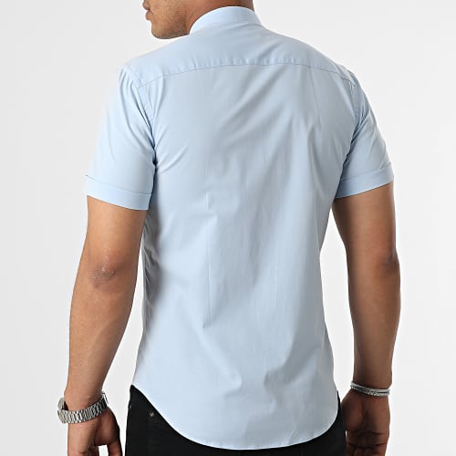 Chemise Manches Courtes Col Mao Slim Fit 2189 Bleu Clair