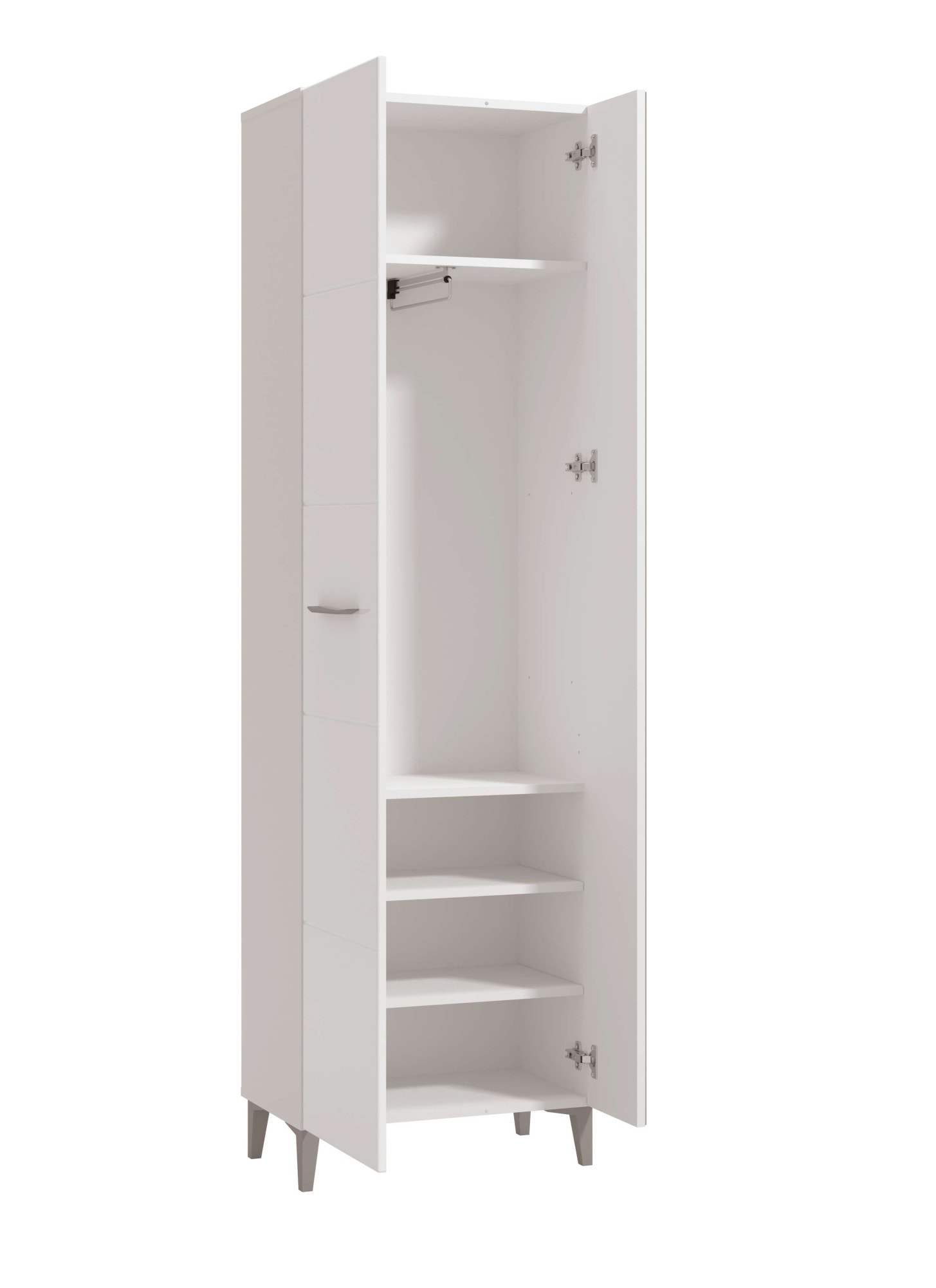 INOSIGN Garderobenschrank »Belfort, Kleiderschrank, Stauraumschrank, Flurschrank, Höhe 195 cm« in Opaque Weiss mit MDF-beschichtet Fronten, mit Spiegel