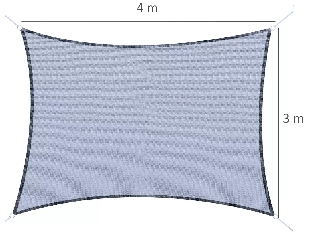 Voile d'ombrage rectangulaire anti-UV HDPE 4L x 3l m gris