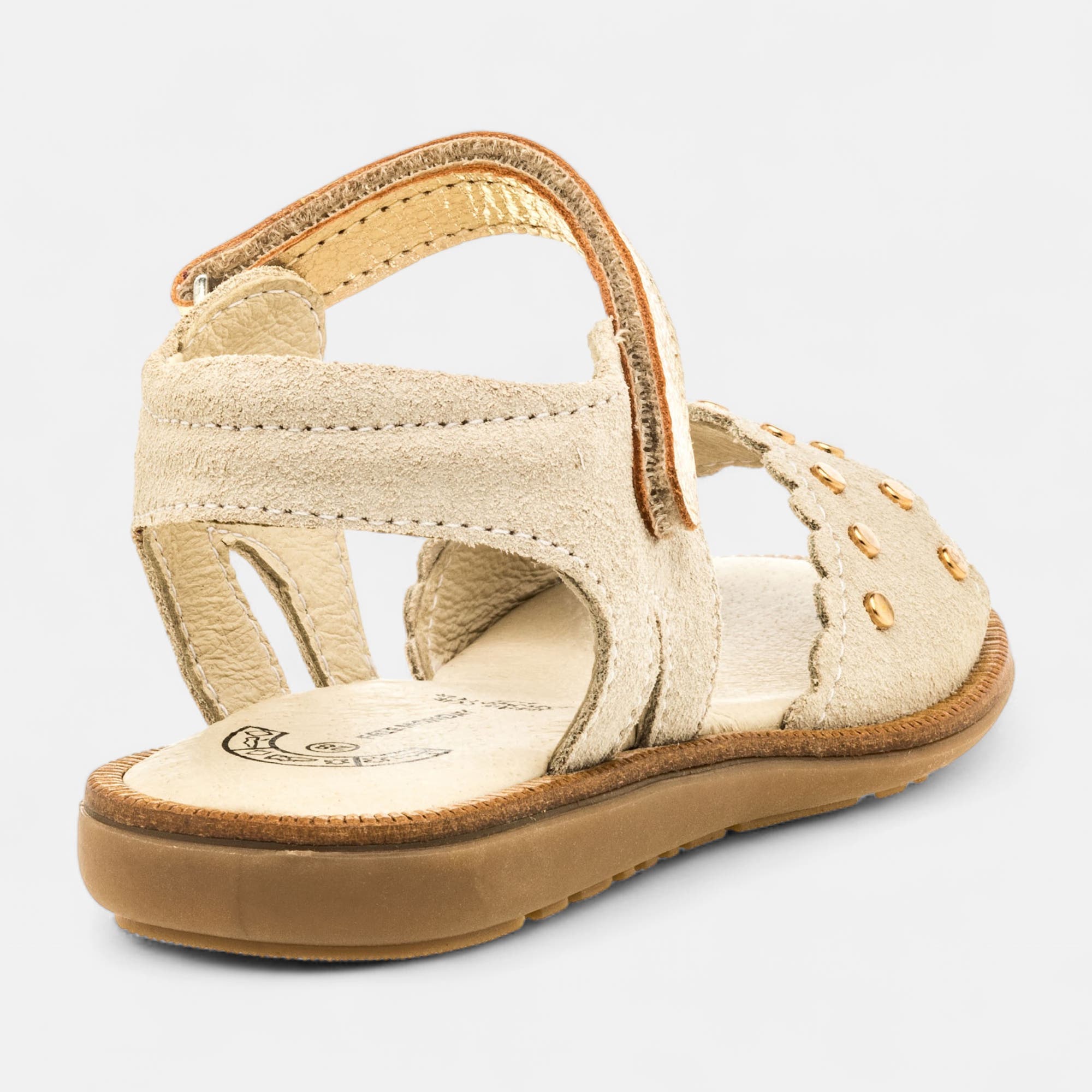 Nu-pieds Fille en cuir beige