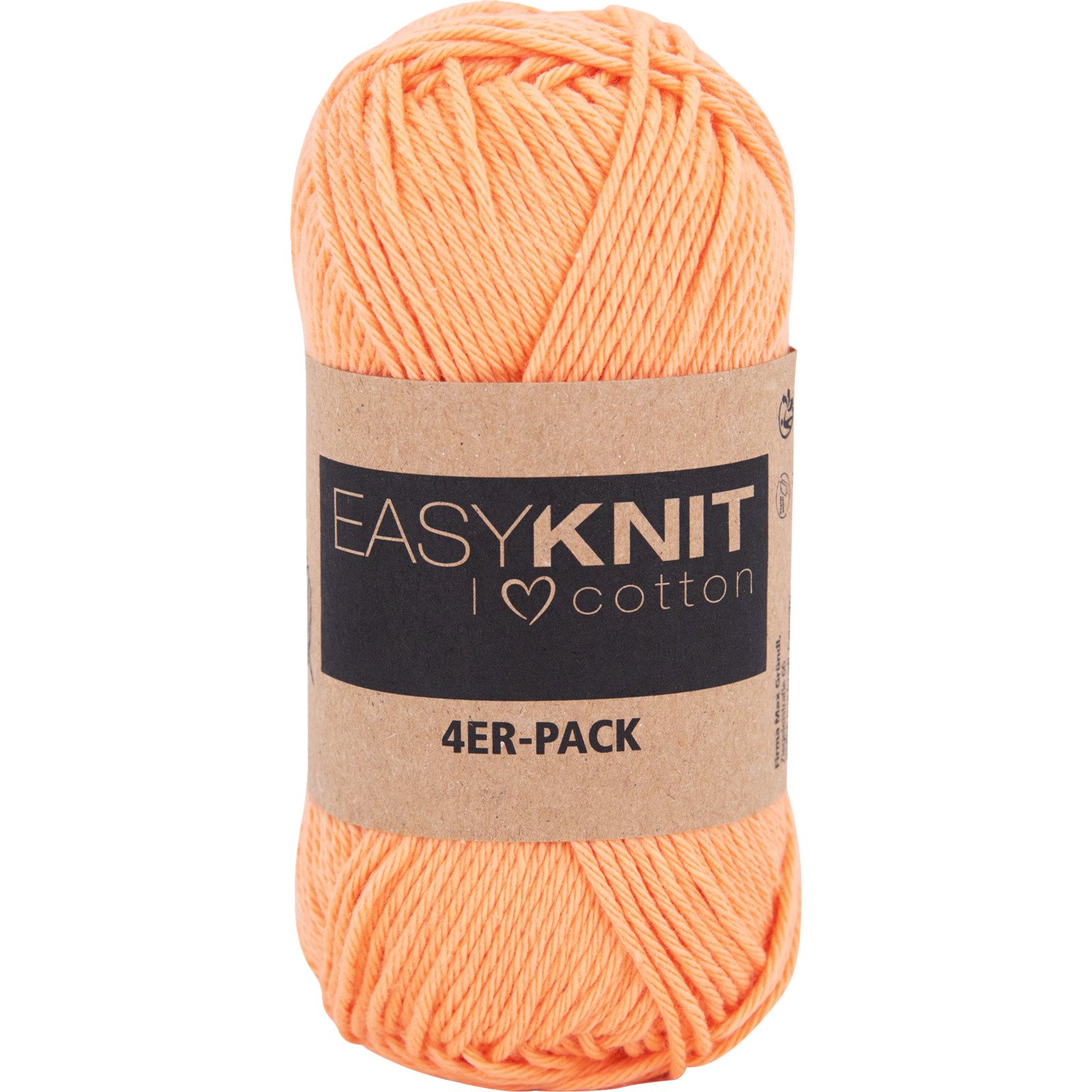 Baumwollgarn I love cotton 4er-Set, 4 x 50 g / Knäuel lachs