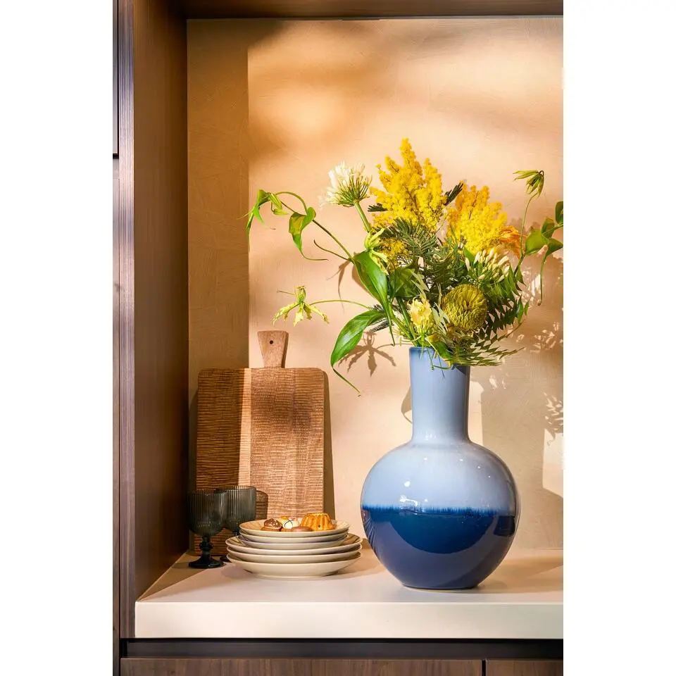 Mica Decorations Holm Vaas - H42 x Ø29 cm - Keramiek - Blauw