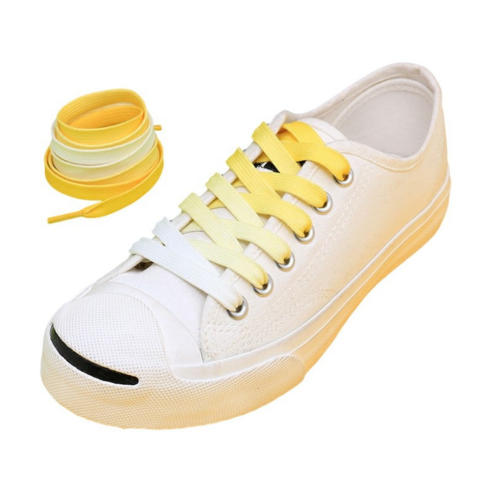 (1 Paar) 95cm Flache Schnürsenkel Klassische Sneaker Schuhbändel mit Farbverlauf - Gelb