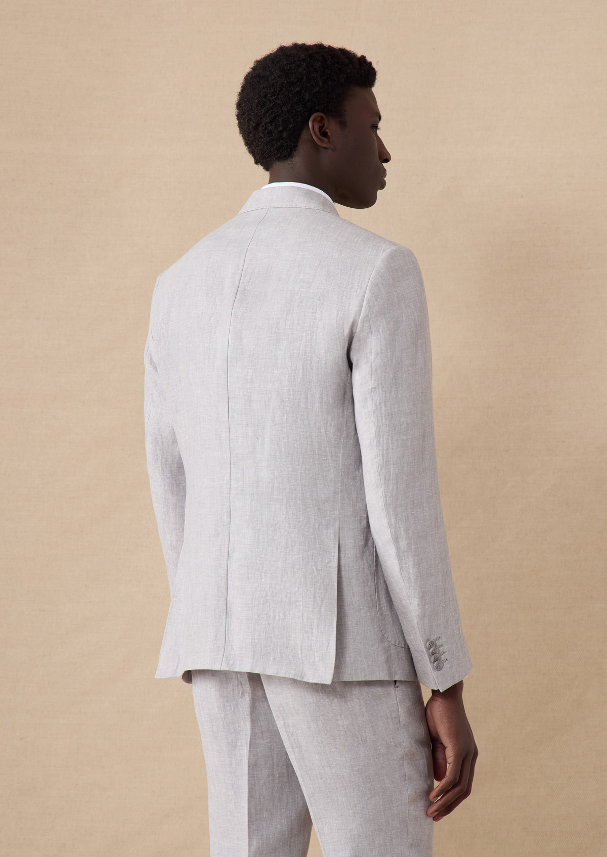 Veste coordonnable Regular en lin uni gris perle