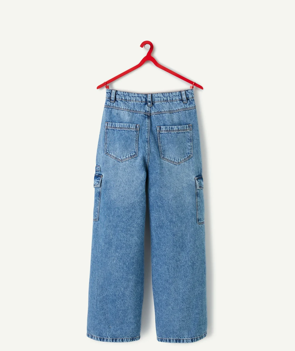 PANTALON WIDELEG CARGO FILLE EN DENIM LOW IMPACT