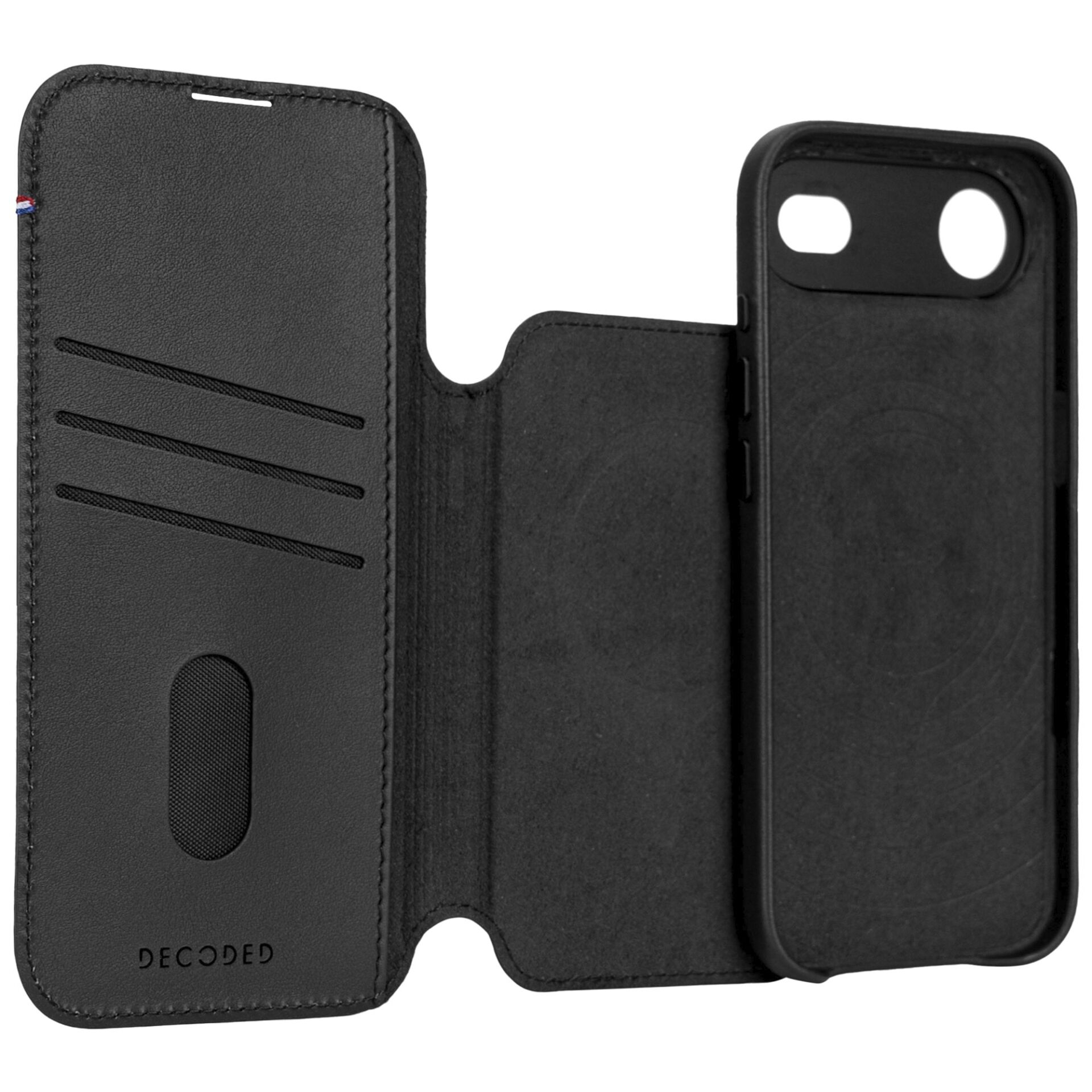 2in1 iPhone Air MagSafe Echtleder Magnet Wallet Case Tasche Flip Cover (D26IPO17ADW5BK) - Schwarz