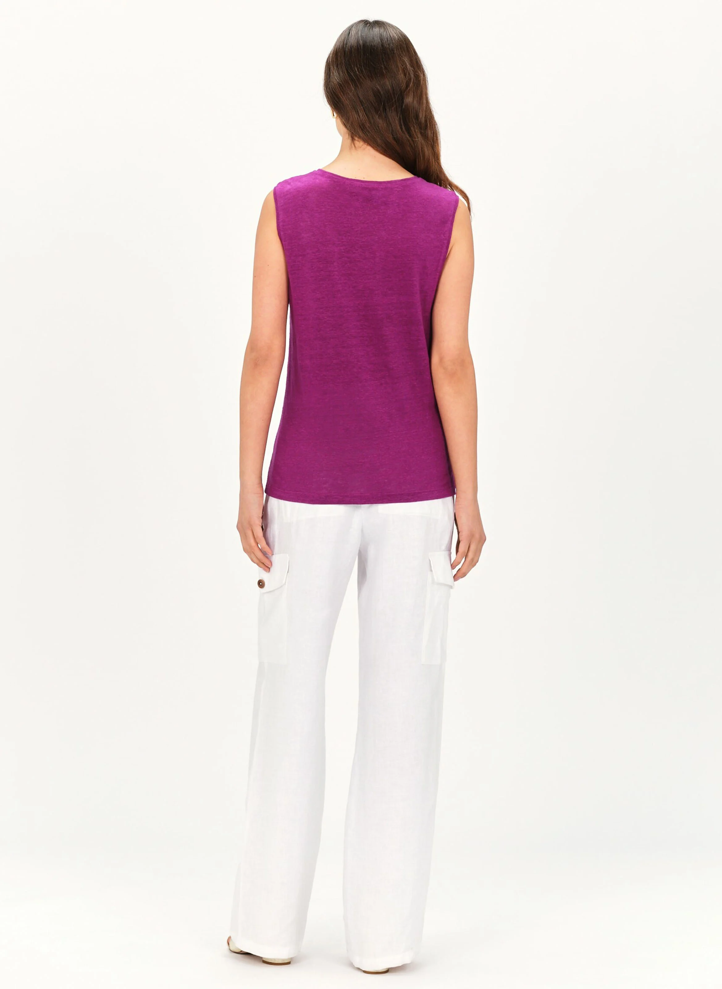TRYM - Tee-shirt col V en lin | Violet