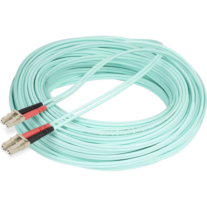 StarTech.com Câble à Fibre Optique Multimode LC/UPC vers LC/UPC OM4, Fibre LOMMF/VCSEL Zipcord 50/125µm, Réseaux 100G, Faible Perte d'Insertion, Cordon de Raccordement Fibre LSZH, 25m
