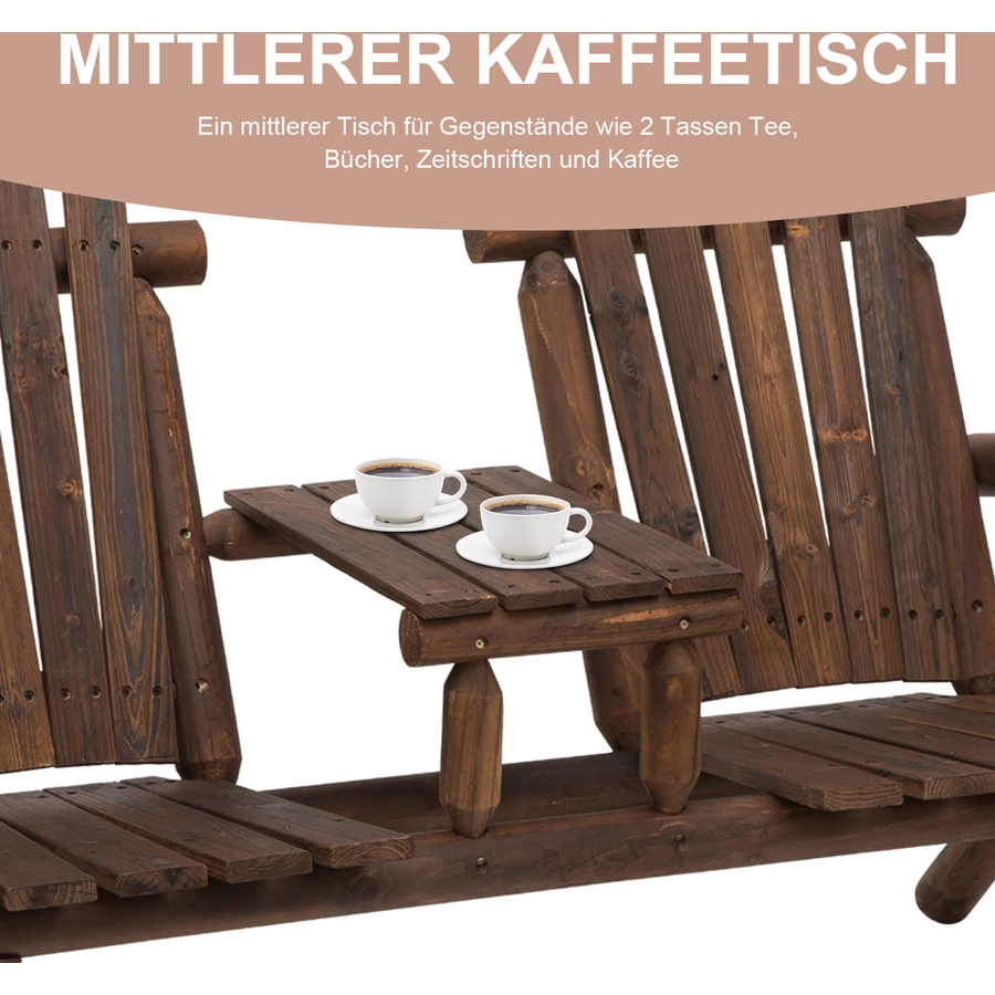 Outsunny Gartenbank mit Tisch braun