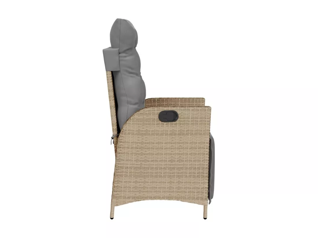Chaise inclinable de jardin et repose-pied mélange beige rotin