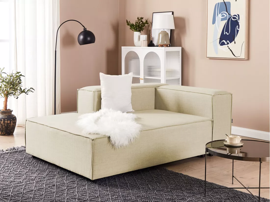 Divan côté droit pour canapé en lin beige APRICA