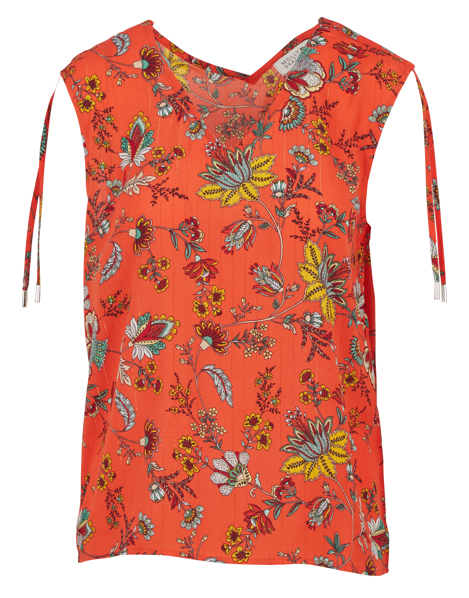 Top col V imprimé floral | Orange