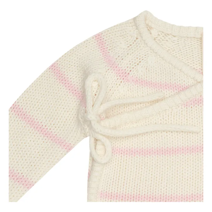 Illoura the Label Pull Cache-Cœur Coton Bio Rayé Poet | Ecru