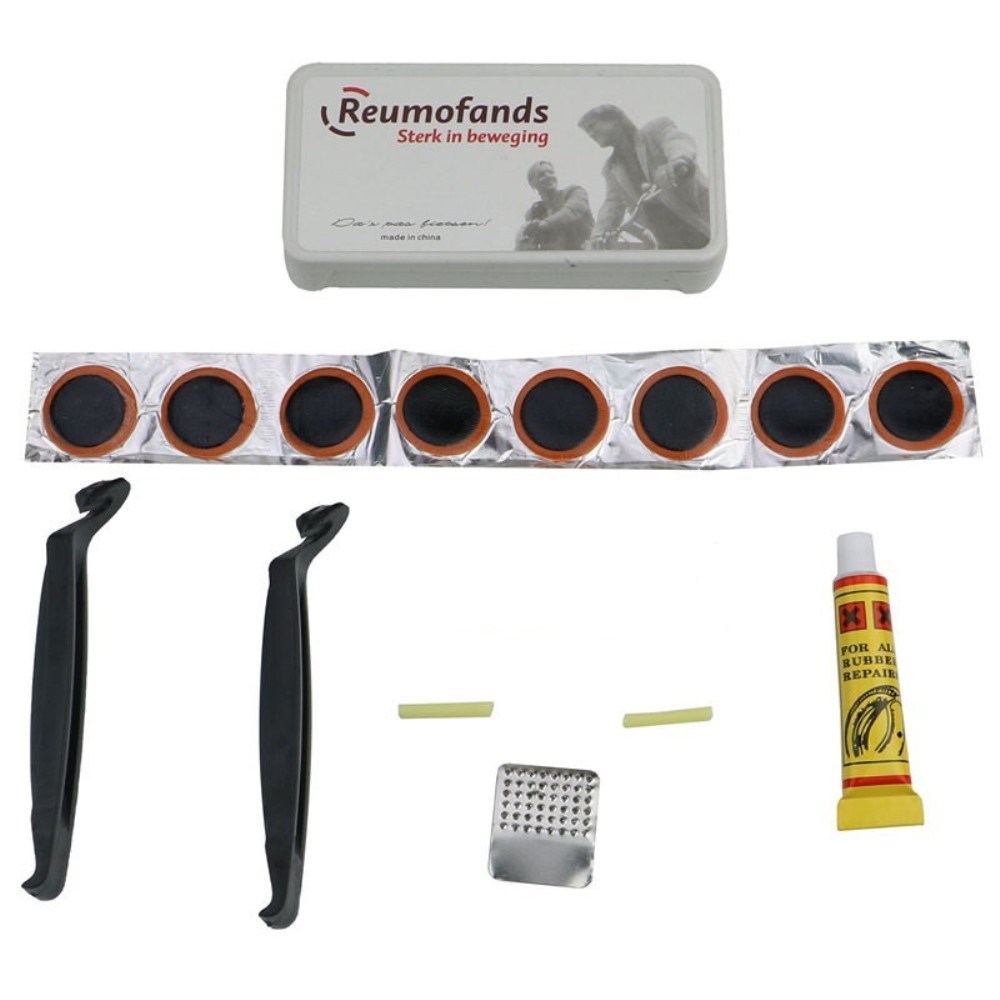 (15-tlg. Set) Velo Fahrrad Flickzeug Werkzeug Kit Reifenreparatur-Set / Multitool - Schwarz