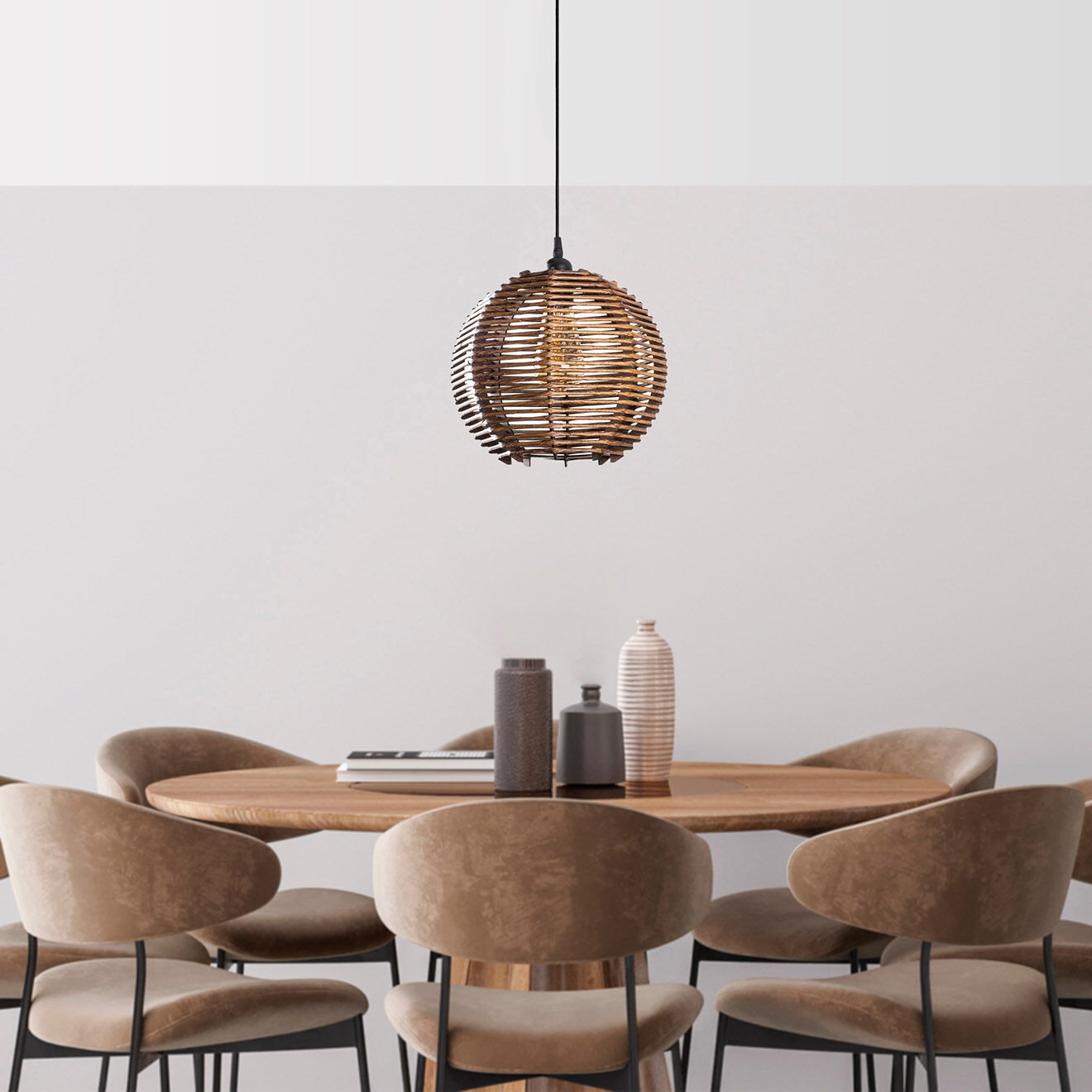 Opviq Suspension Sphere Bamboo marron - 30x20x60 cm