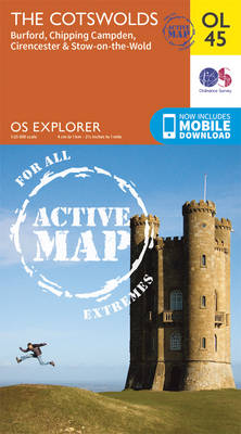 The Cotswolds, Burford, Chipping Campden, Cirencester & Stow-on-the Wold - OS Explorer Map Active (Sheet map, folded)