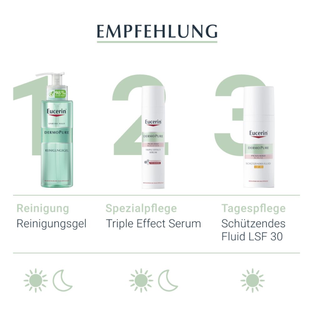 Eucerin® DermoPure Schützendes Fluid LSF 30 – Beugt der Verdunkelung von Pickelmalen und Unreinheiten vor & mattiert