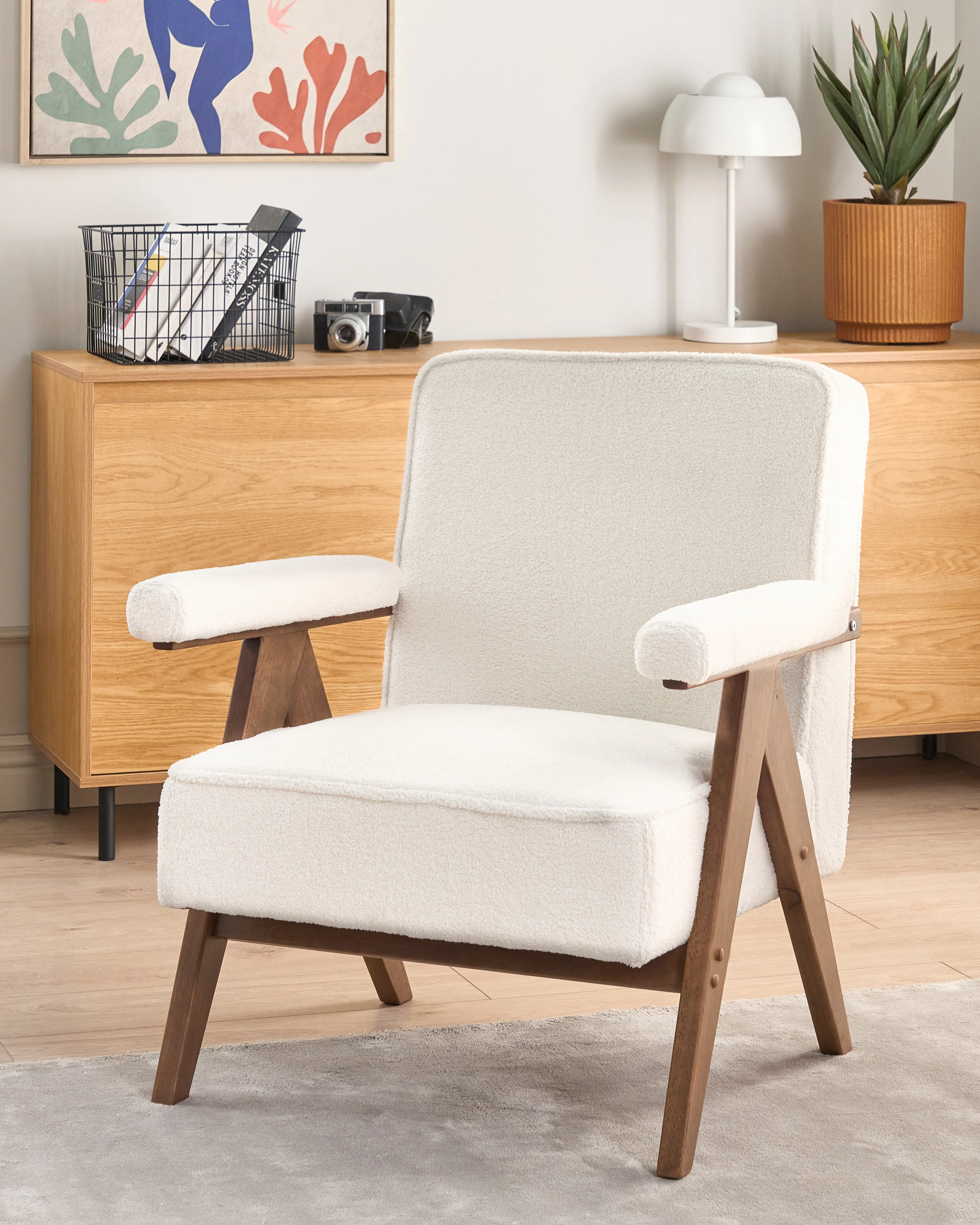 Fauteuil EVJE Bouclé Gebroken wit