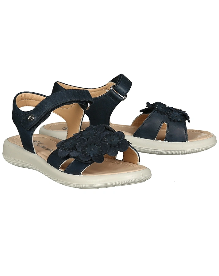Leder-Sandalen CAPRI FLOWER in dunkelblau
