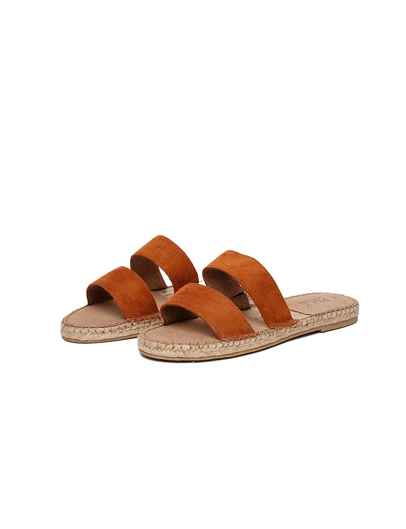 Vegan Suede Camel Straps Women's Sandals