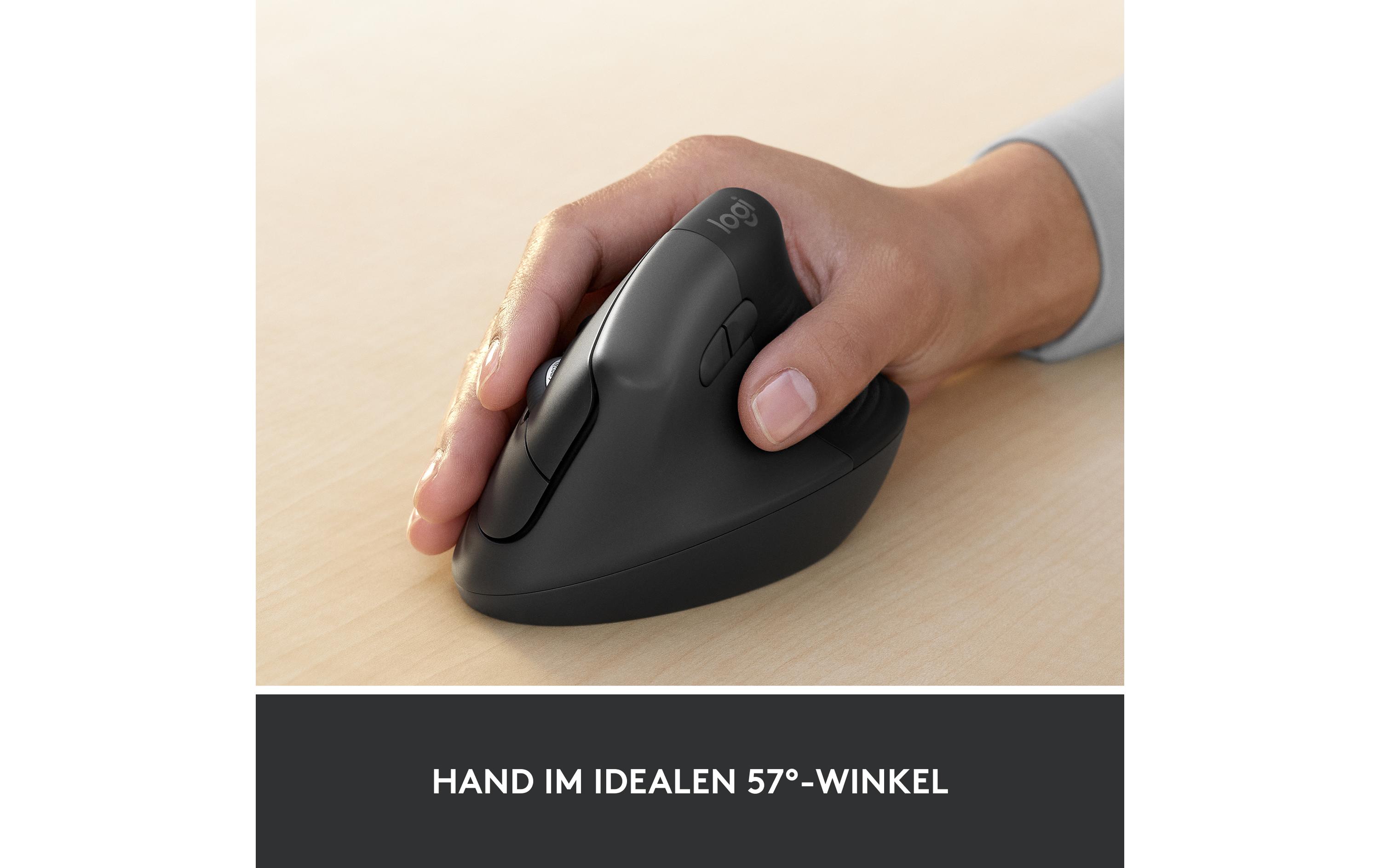 Ergonomische Maus Lift for Business GraphiteKomfortable ergonomische Maus mit vertikalem Design für kleine bis mittelgrosse Hände