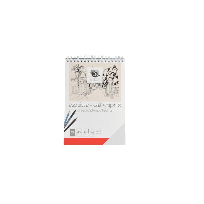BLOC ESQUISSE CALLIGRAPHIE A SPIRALES 40 PAGES 90G A5