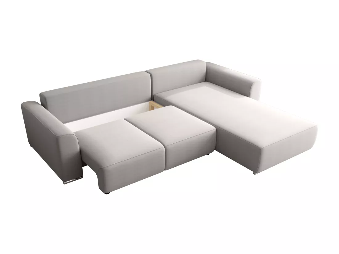 Canapé d'angle convertible et réversible en tissu gris clair MELTANA