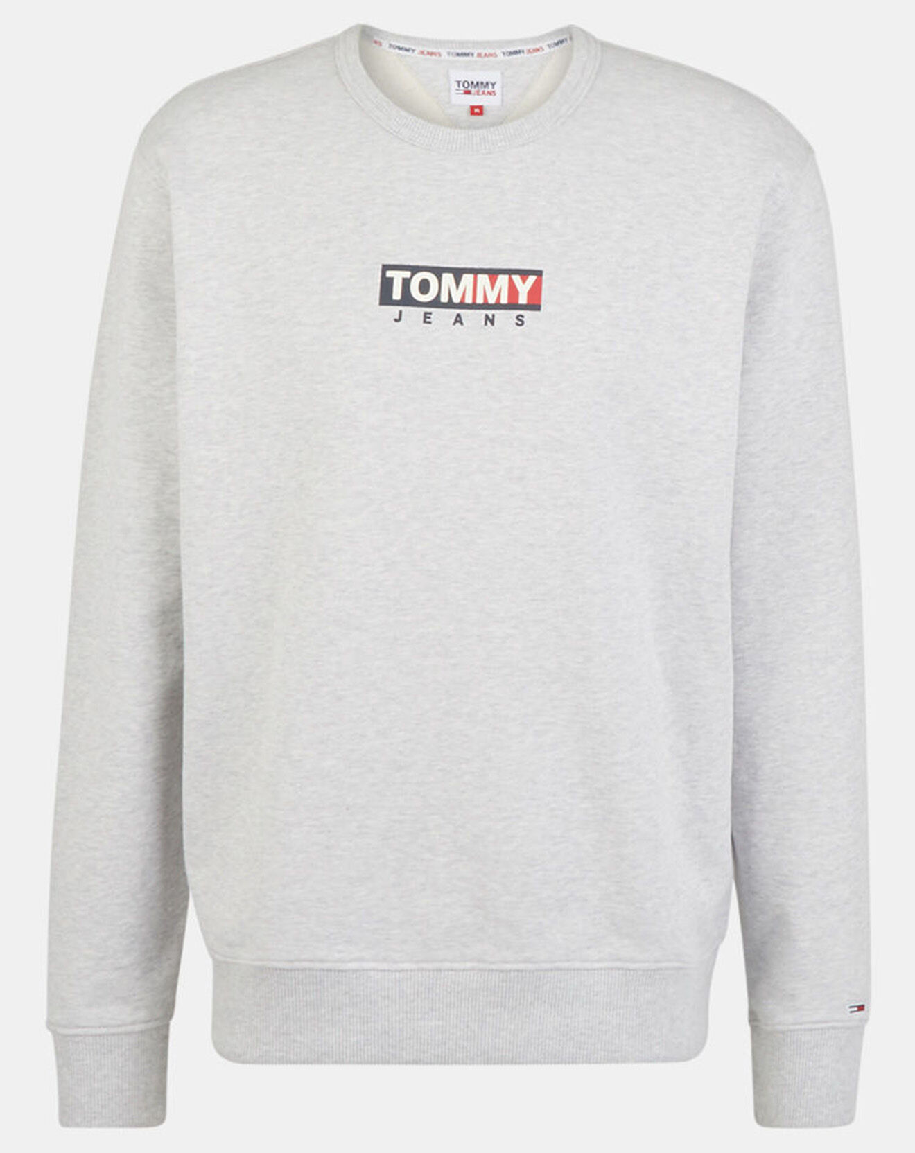 Tommy Jeans Sweat 100% Coton Bio Logo gris clair