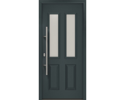 EcoStar ISOPRO IP 410 S voordeur, 1100 x 2100 mm, linksdraaiend, RAL 7016 antracietgrijs, inclusief beslagset, RVS-greep, veiligheidsprofielcilinder met 5 sleutels