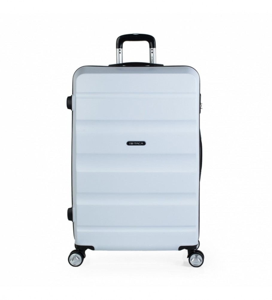 Mala rígida grande ITACA XL com 4 rodas T71670 branca - 77x48x29cm -