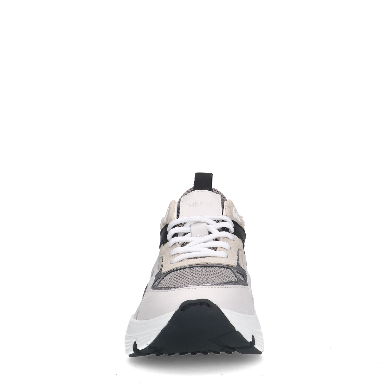Witte leren sneakers met mesh details