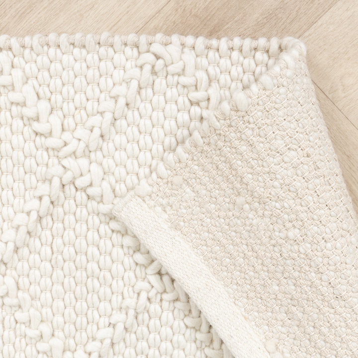 Wol gevlochten vloerkleed - Knit Creme | Top kwaliteit