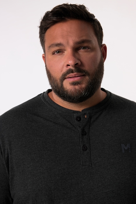 Men+ Henley, 2er-Pack, Basic, Halbarm, Rundhals, bis 8 XL