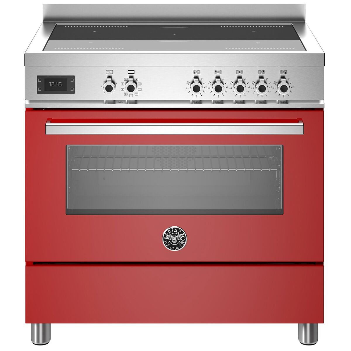 PRO95I1EROT Professional induksjonskomfyr med ovn 90 cm, Rød