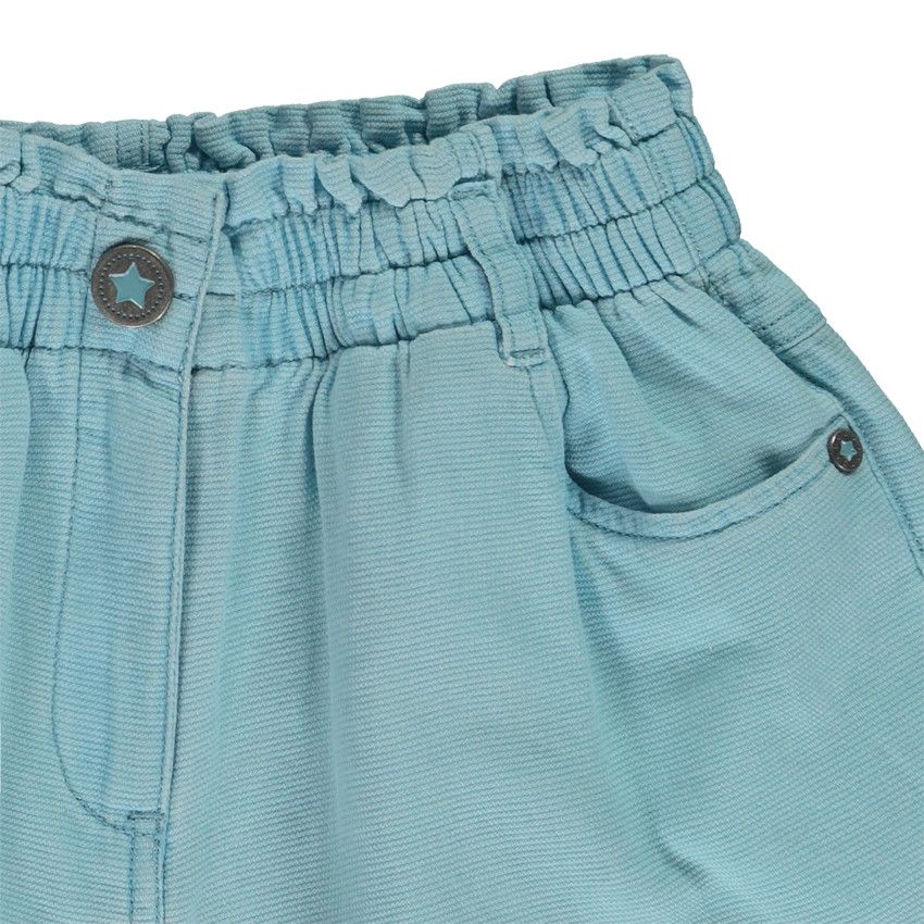Short uni en toile armurée pour fille - Bleu moyen