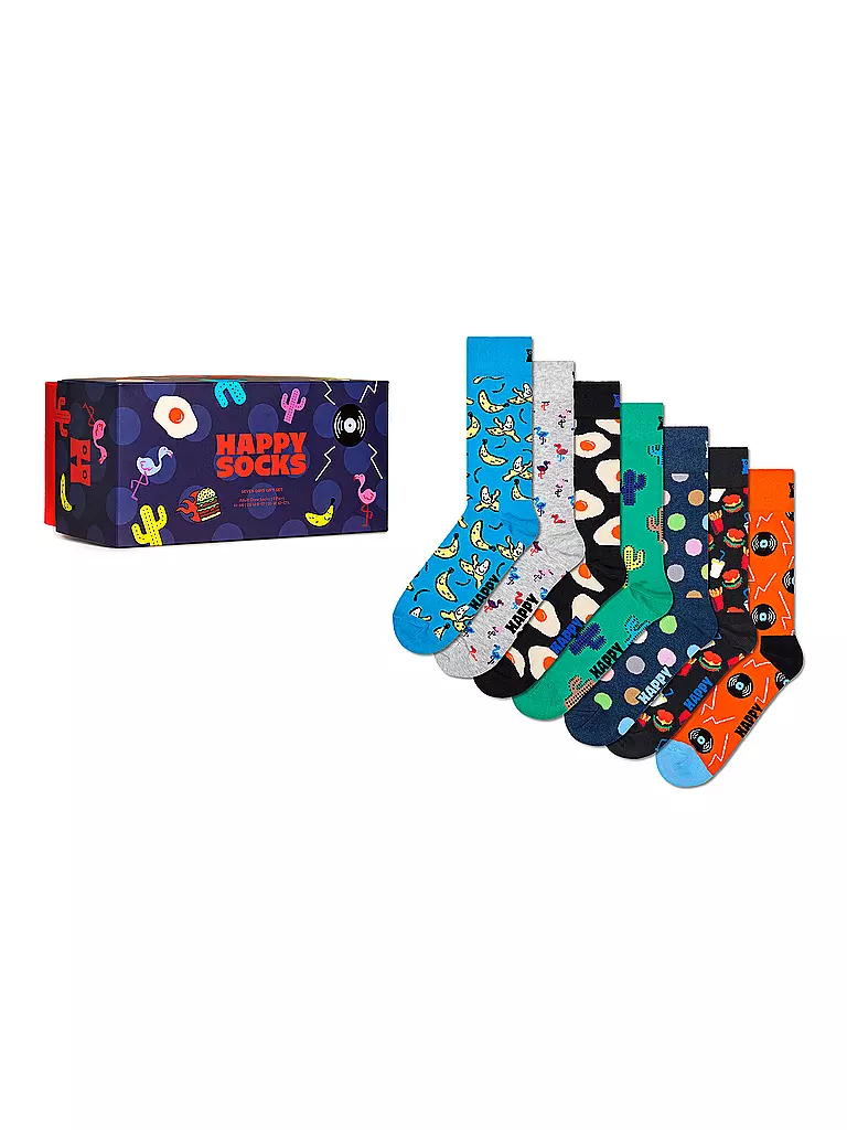 HAPPY SOCKS Herren Geschenkbox Socken SEVEN DAYS 7er Pkg 41-46 turquoise bunt