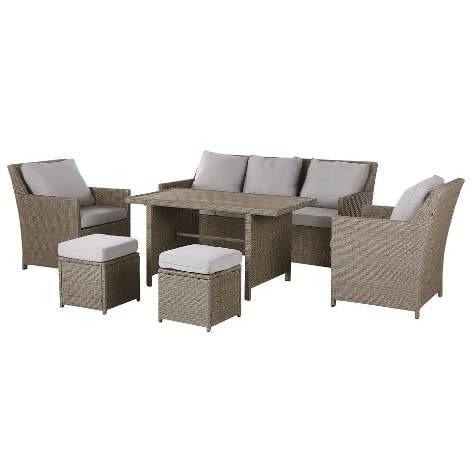 FONTI - Loungeset voor 5 - Natuurlijk - PE rotan