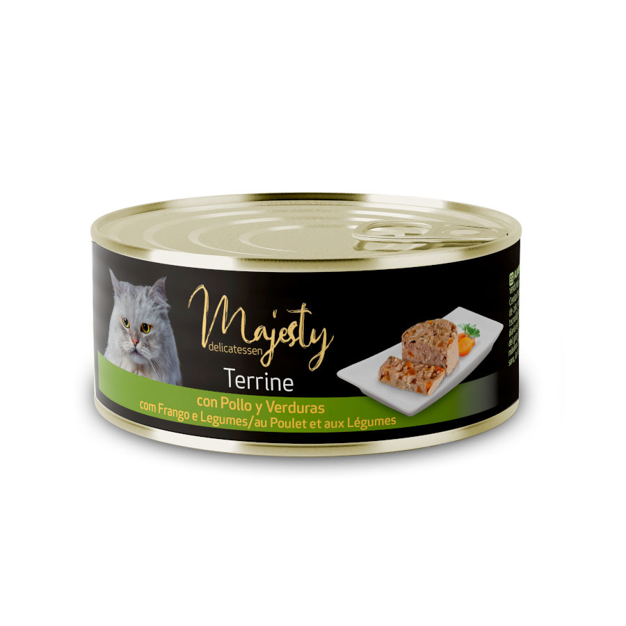 Terrina Majesty Adulta de Frango e Vegetais em Lata para Gatos