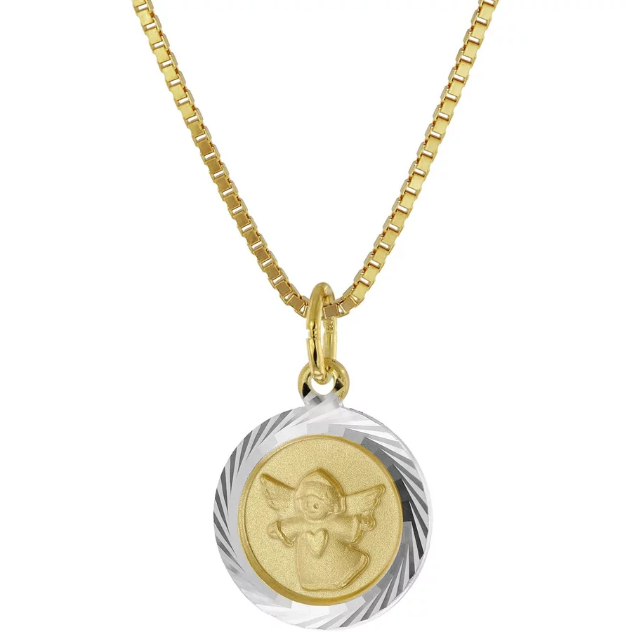 trendor Schutzengel-Anhänger 585 Gold bicolor mit vergoldeter Halskette bicolor