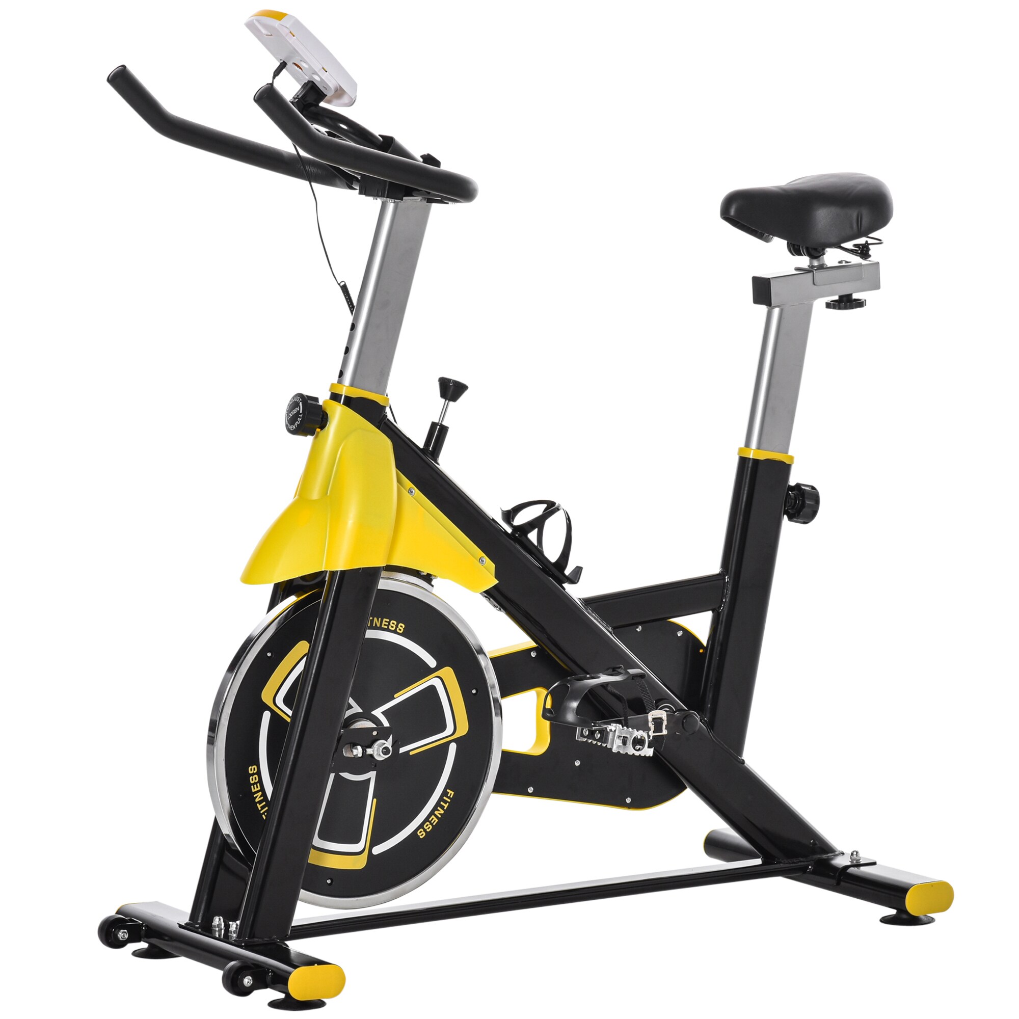 HOMCOM Fahrradtrainer höhenverstellbar gelb, schwarz 50 x 100 x 101-113 cm (BxTxH)