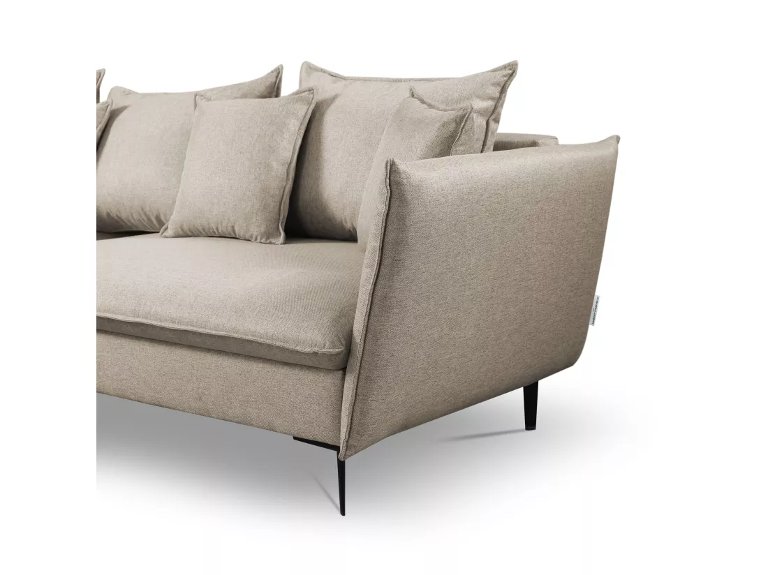 Canapé d'angle convertible en tissu beige LAZARE - Angle gauche