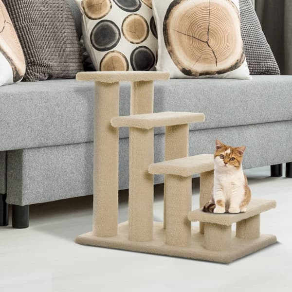 Dyretrapper Hunder Katter 4-Trinns Plysj Beige 63,5X43X60Cm