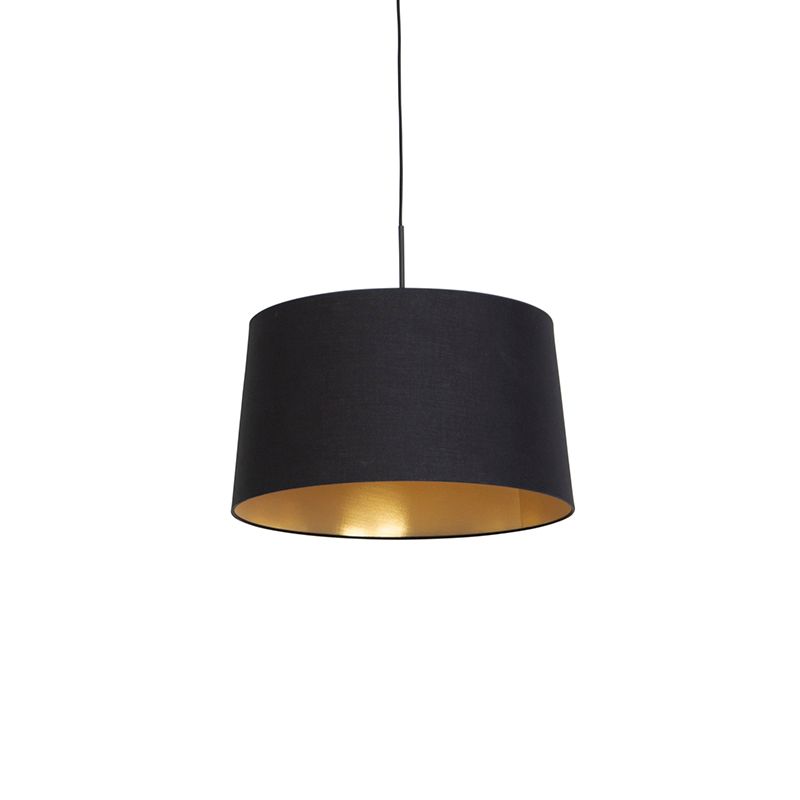 Hanglamp met katoenen kap zwart met goud 50 cm - Combi