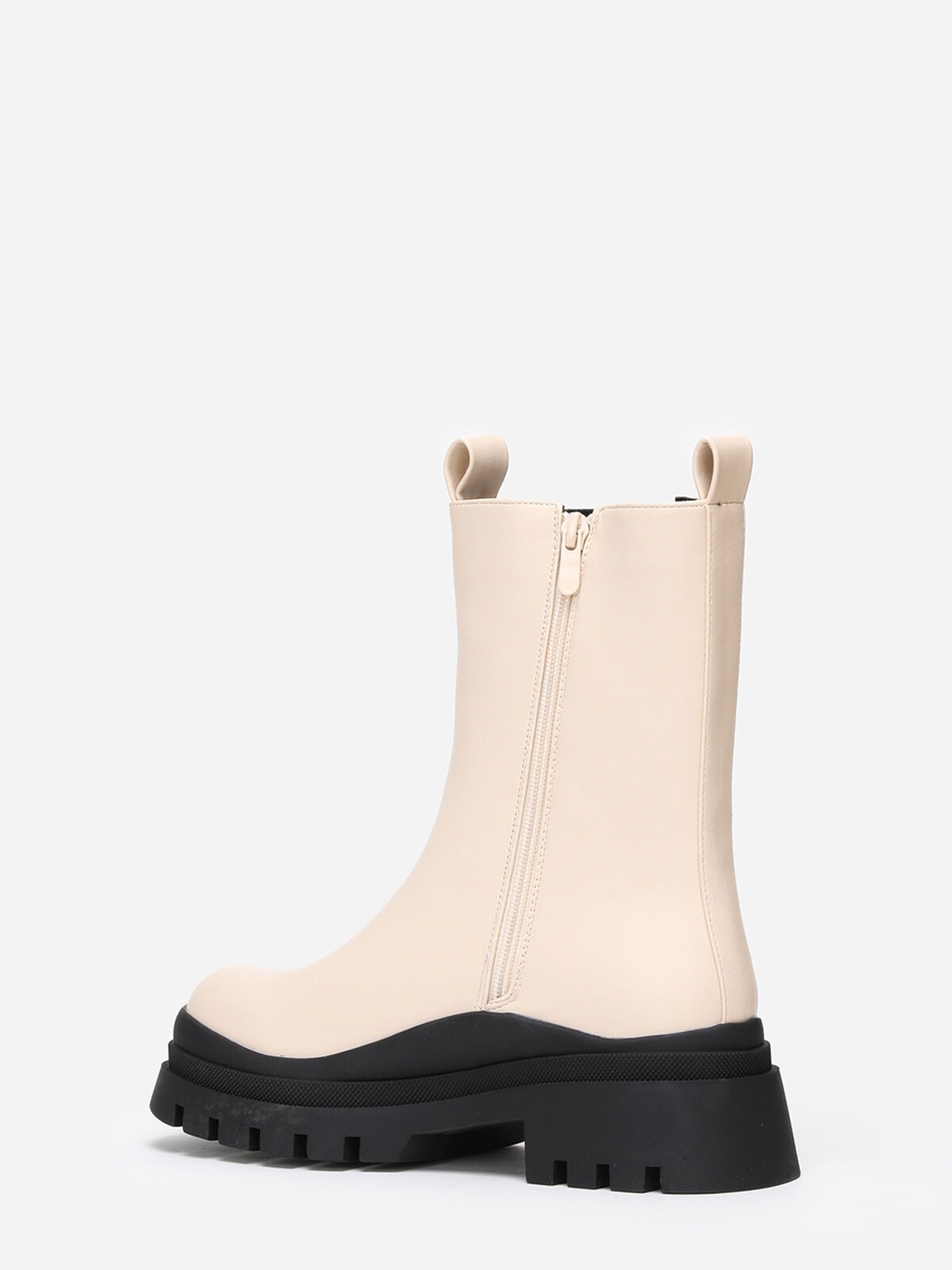 Bottines chelsea en simili crantées- Beige